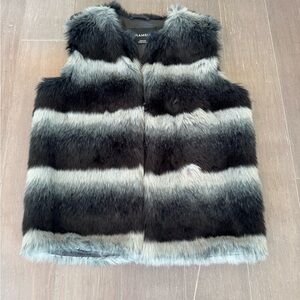 Glamsia Black & Gray Hombre  Faux Fur Vest Women’s SZ M